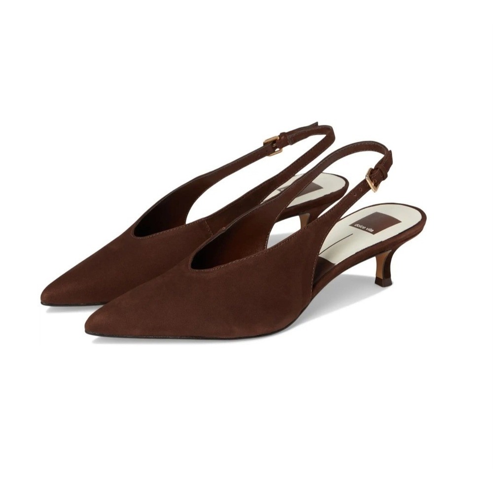 Dolce Vita Kanika Dk Brown Suede Slingback Kitten Heel Pointed Toe Pumps Size 11